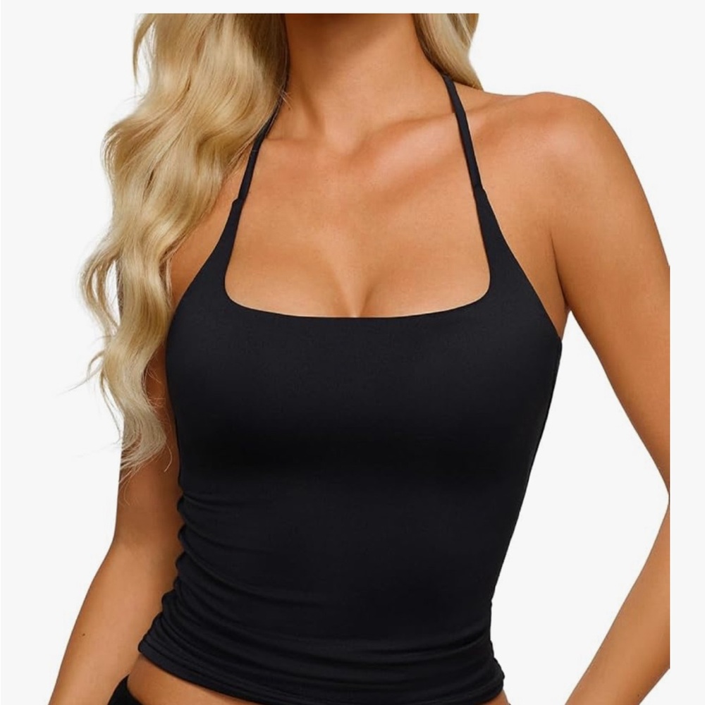Black Halter Neck Tank Top